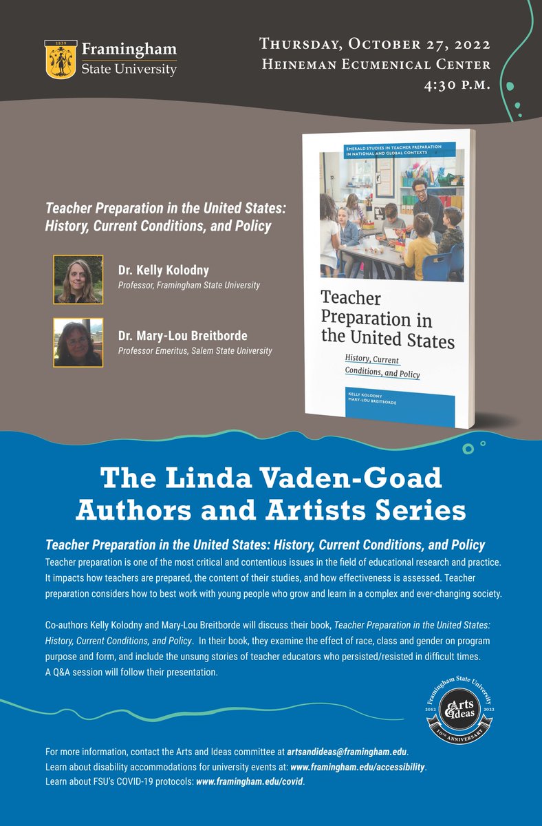 educationfsu's tweet photo. Faculty Publication and Book Talk: Join Dr. Kelly Kolodny, Professor of Education at @FraminghamU and coauthor Dr. Mary-Lou Breitborde, Professor Emeritus at @SalemState, Thu 10/27 at 4:30 PM in the Ecumenical Center as they discuss their new book. https://t.co/HfKLSeofT3