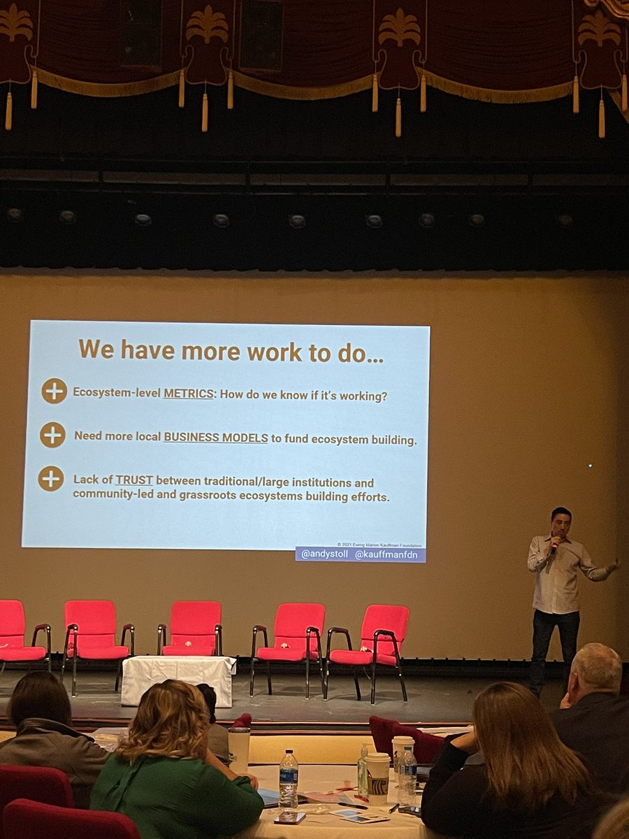 1) Metrics for ecosystem growth 2) business models to fund this work &amp; 3) TRUST between community/grassroots orgs &amp; more traditional large institutions/cos are critical factors for eship ecosystem building, esp in rural areas. Couldn’t agree more <a href="/andystoll/">Andy Stoll</a> #RuralRISE2022