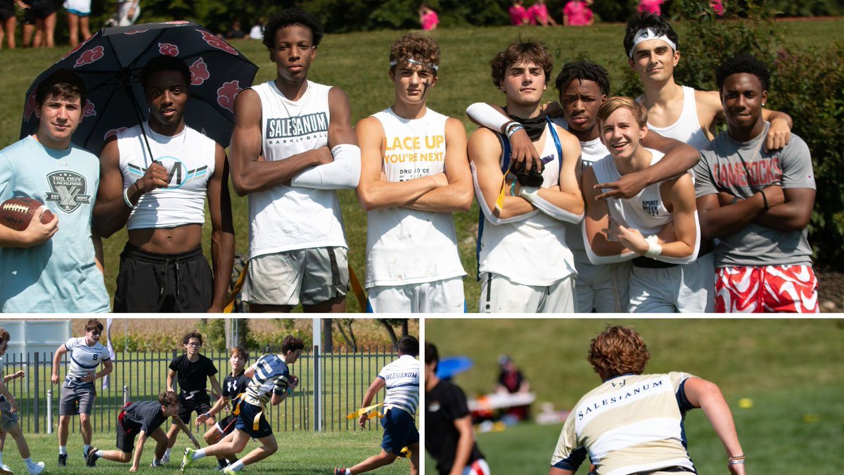 Salesianum's tweet photo. The Annual Flag Football Tournament with Ursuline Academy was a fun event that supports Salsthon, our fundraiser for non-profits. Thanks to the over 200 students that came out for a good cause! 📸 Bud Keegan Images #salsthon #givingback #salesianumschool https://t.co/6PcMqF5OLf