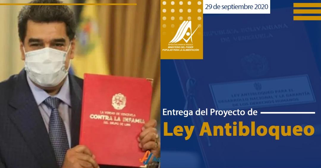 MinAlimenVen's tweet photo. El #29Sep de 2020 nuestro presidente constitucional @NicolasMaduro hizo entrega del Proyecto del Ley Antibloqueo ante la Asamblea Nacional Constituyente, para hacer frente a las sanciones económicas impuestas de manera ilegal por el gobierno estadounidense
#VenezuelaInexpugnable https://t.co/HlLpr2JBjJ