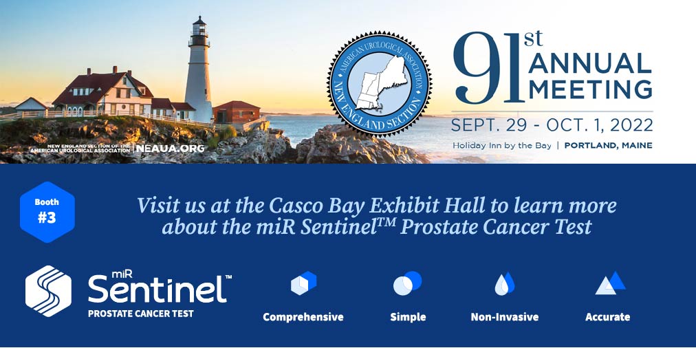 miRScientific's tweet photo. If you are attending the New England Section of the American Urological Association meeting, we would love to see you at the miR Scientific booth, where you can learn more about the miR Sentinel Prostate Cancer Test.  #AUA #ProstateCancer #Urology https://t.co/MS7JMblJS2