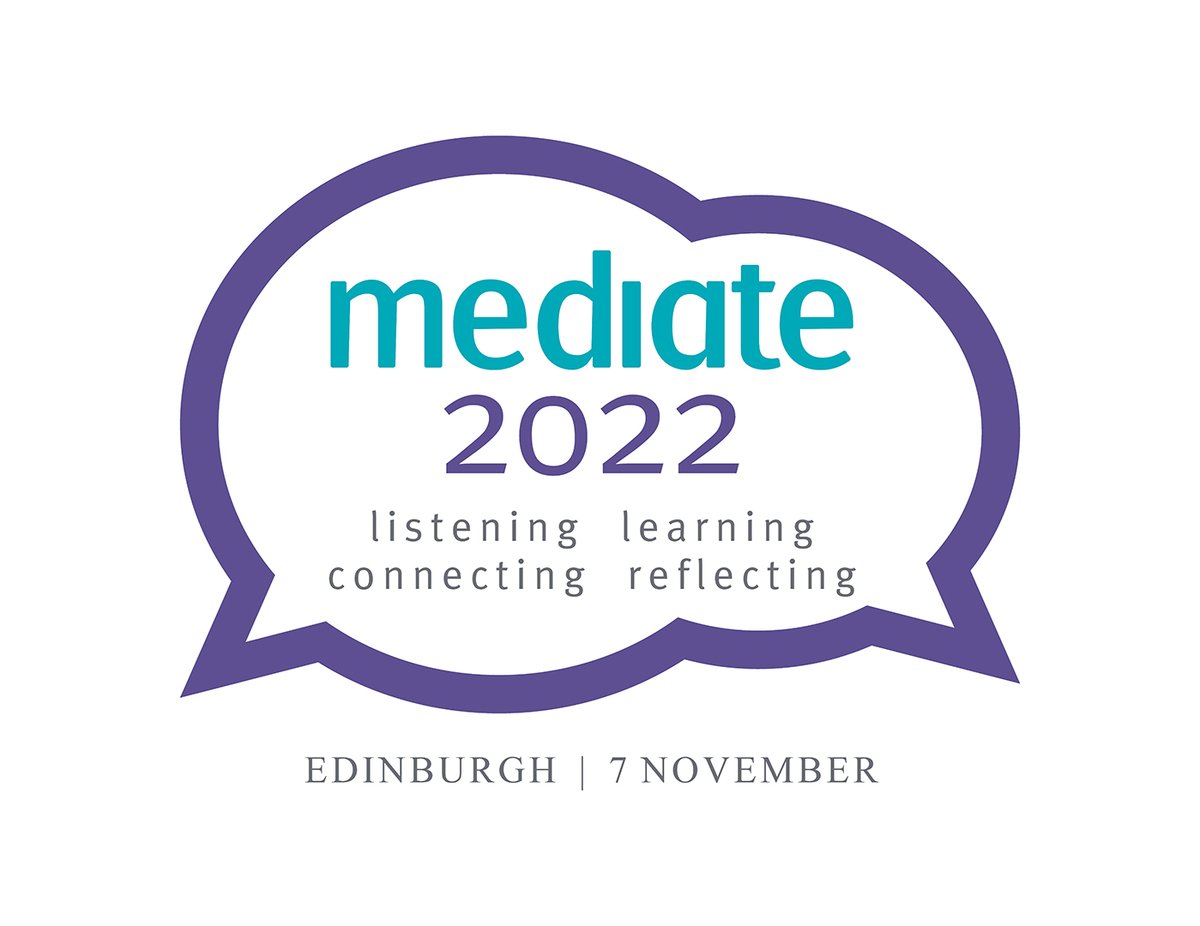 ScotMediation's tweet photo. Booking now open for our annual conference Mediate 2022! Don't miss the early bird rates, everyone welcome! #mediate2022 #mediation 
https://t.co/9ypMomqop8 https://t.co/gaJ9wB6cvt