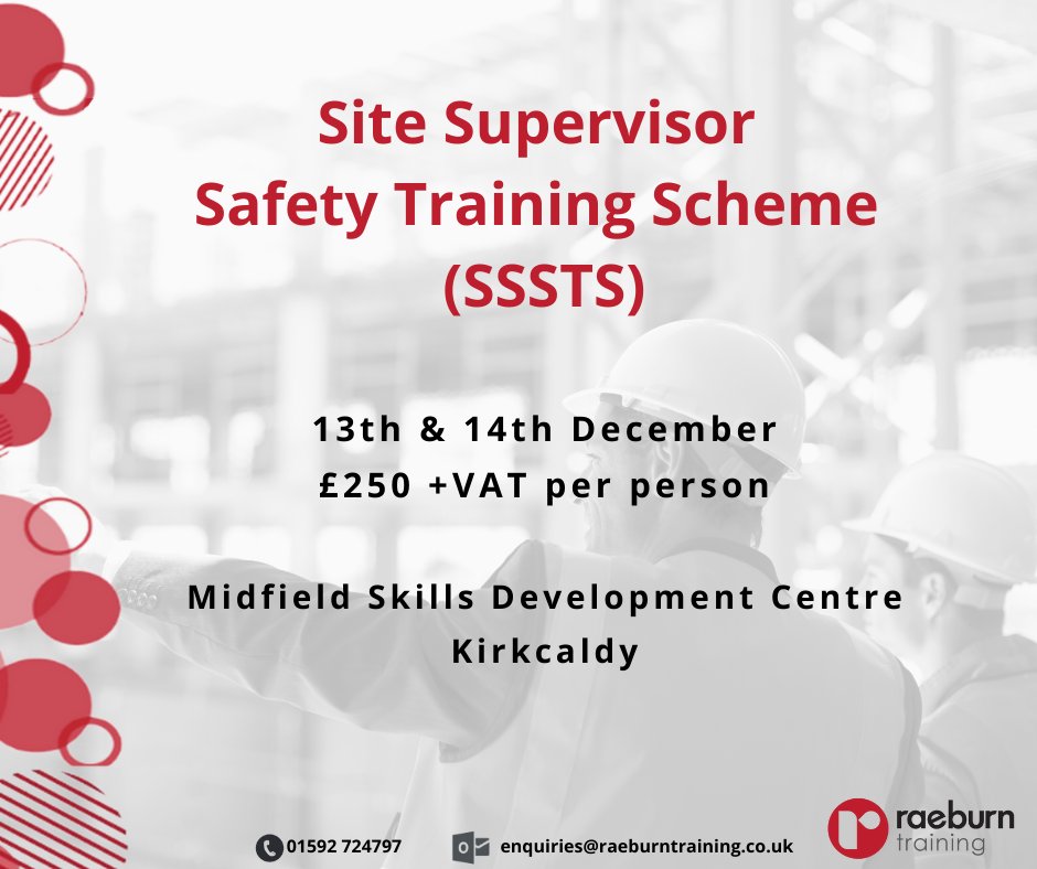 RaeburnTraining's tweet photo. Our final CITB #SSSTS course for 2022 is taking place on the 13th-14th December.

Book online - https://t.co/SUwms3rN2m https://t.co/MktmmLm01o