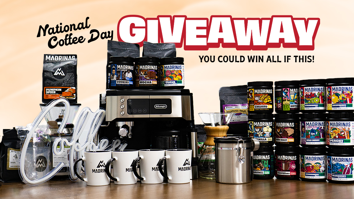 National Coffee Day but make it a GIVEAWAY 🎉☕️ We are doing a MASSIVE giveaway (over $1000 value) to celebrate the thing that gives us life - coffee! Enter now for your chance to win: madrinas.coffee/COFFEEDAY