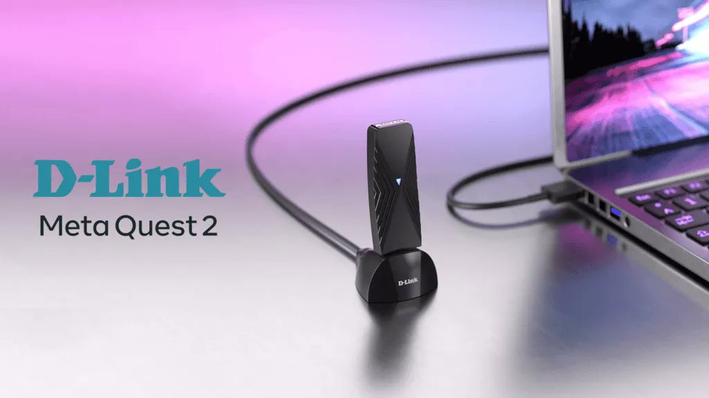 UploadVR's tweet photo. D-Link officially announced VR Air Bridge, a dedicated USB dongle for Quest 2 wireless PC VR.

https://t.co/XK0TzBEWz7 https://t.co/psZ1RPwLbv