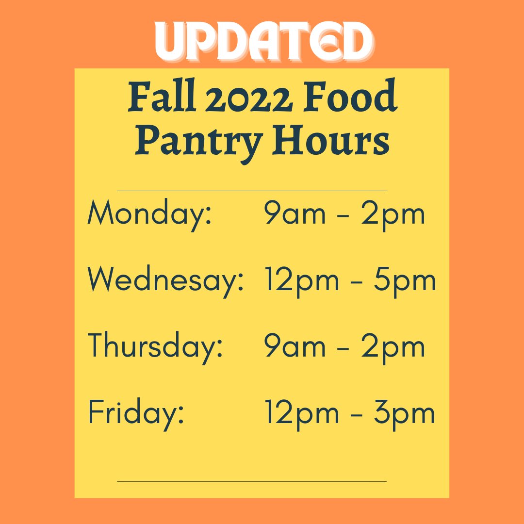 WMUInvisibleNP's tweet image. Invisible Need Project has updated the food pantry hours for the Fall 2022 semester! Please note that we will not be open on Tuesdays starting in October. Thank you!