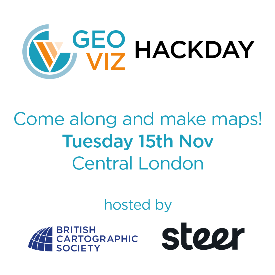 bcsmaps's tweet photo. Book now at our free in-person #GeoViz hackday on Tuesday 15 Nov 2022 in London.
@bcsmaps and @Steer_Group are inviting you all to get together for GIS day! Come and join in the #30DayMapChallenge 
Register on Eventbrite (30 spaces), lunch included https://t.co/m5age0uDMr https://t.co/8AfjQnnGot