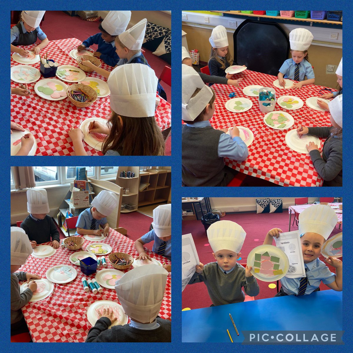 OxgangPs's tweet photo. Welcome to primary 1’s pizza parlour! Today we became pizza chefs and made our very own 2D shape pizzas. We even made an ingredient list to let the customers know the amount of different shapes on the pizza. 🍕 👩‍🍳 @edcnumeracy @mathsweekscot #MathsWeekScot https://t.co/0S8DjMtH9i