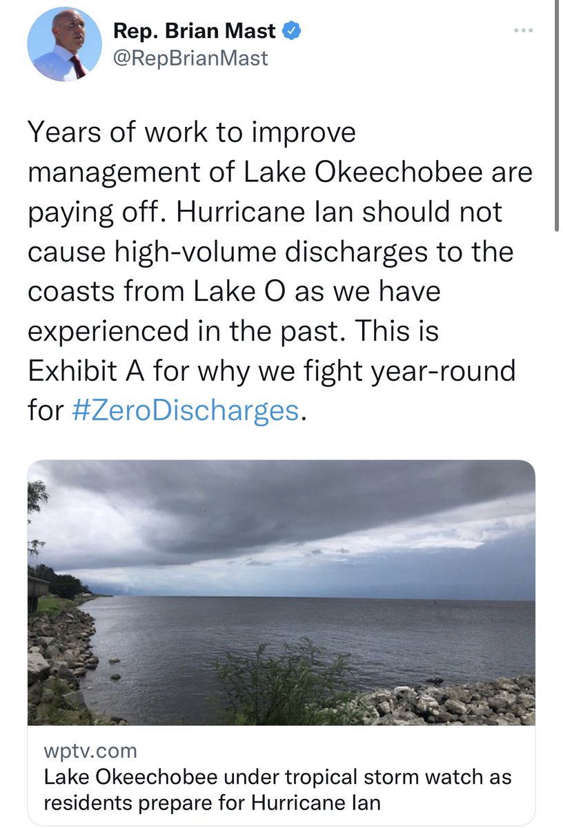 LakeOalliance's tweet photo. Congressman @BrianMastFL is the worst type of Washington politician. Politicizing a hurricane is just about as bad as it gets #HurricaneIan https://t.co/rD0yWxzlsE