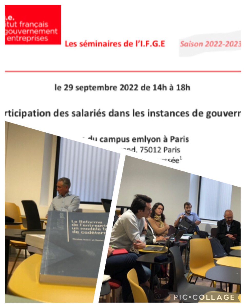 PYvesGomez's tweet image. [séminaire IFGE codétermination]

💡Place au débat et aux échanges avec les acteurs (syndicats, gestionnaires d’épargne) qui font et pensent au quotidien la question de la participation et de la codétermination. 

#ifge #gouvernance #codetermination #entreprises