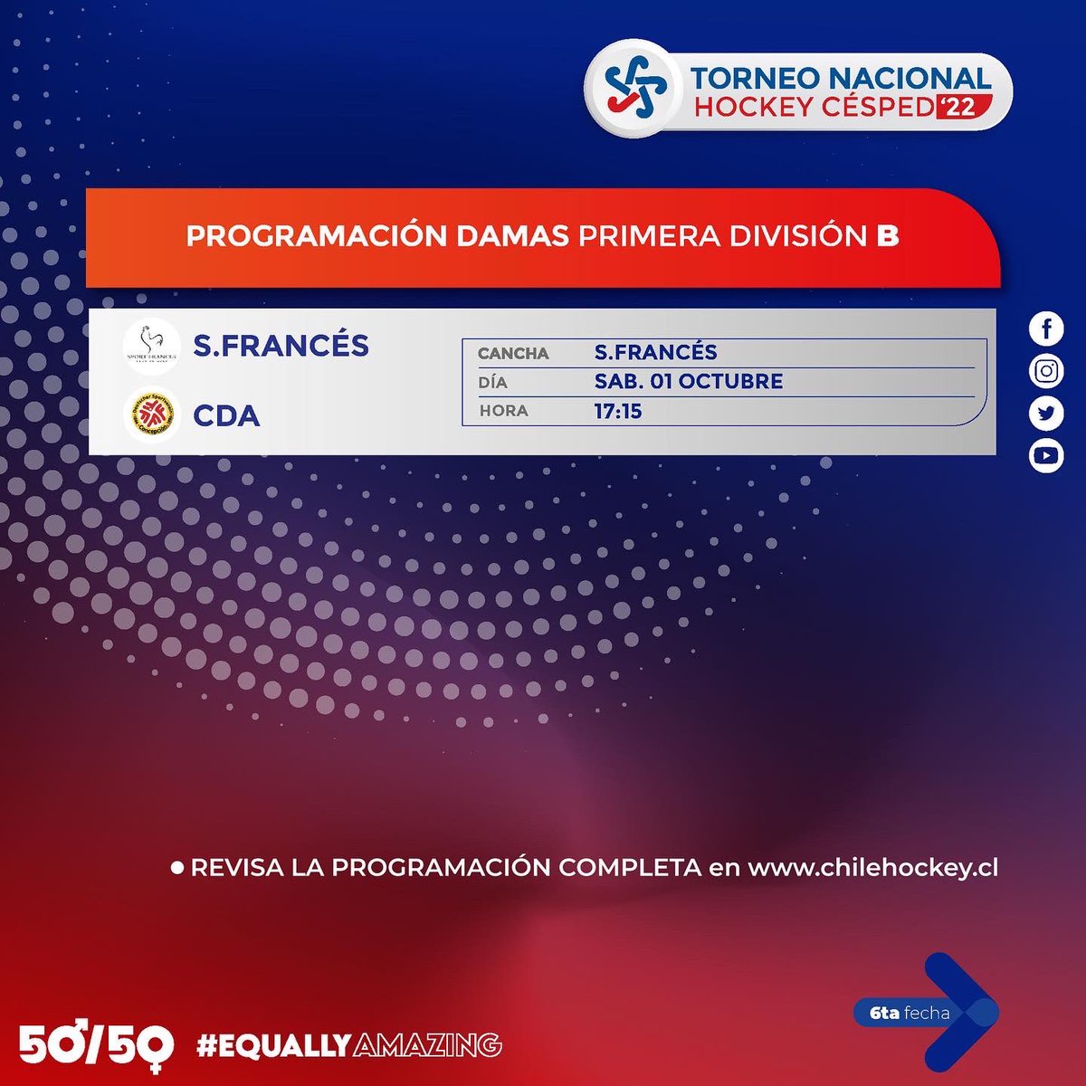 chile_hockey's tweet photo. #TorneoNacional | 🇨🇱 😎🏑

Comenzó la séptima fecha del #TorneoClausura de hockey césped 😈. 

Revisa la programación completa en el link de nuestra BÍO 👉

@indchile 
@teamchile_coch 
@canal_cdo 

#ChileHockey #HockeyDamas #HockeyVarones
#LasDiablas #LosDiablos https://t.co/VV3H6fv1zP