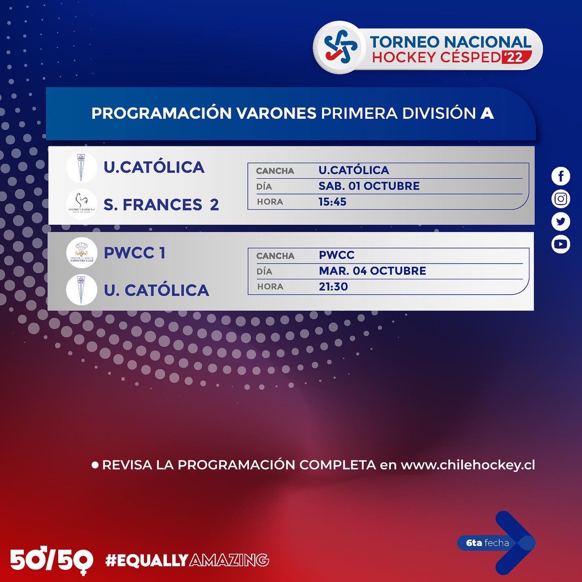chile_hockey's tweet photo. #TorneoNacional | 🇨🇱 😎🏑

Comenzó la séptima fecha del #TorneoClausura de hockey césped 😈. 

Revisa la programación completa en el link de nuestra BÍO 👉

@indchile 
@teamchile_coch 
@canal_cdo 

#ChileHockey #HockeyDamas #HockeyVarones
#LasDiablas #LosDiablos https://t.co/VV3H6fv1zP