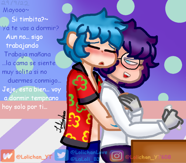 LolichanLove's tweet photo. ~✨🌟💙💜🤖🕶️Timyo/Mayimba🕶️🤖💜💙🌟✨~
si se ve algo raro fue que lo hise a las carreras, disculpen si quedo feo :"")
enjoy
#mayimba #timyo #CoMPaS #CoMPaSship #elmayo97 #timbavk #myart #fanart #dibujodigital #dibujo #dibujos https://t.co/BGvrOfqjFY