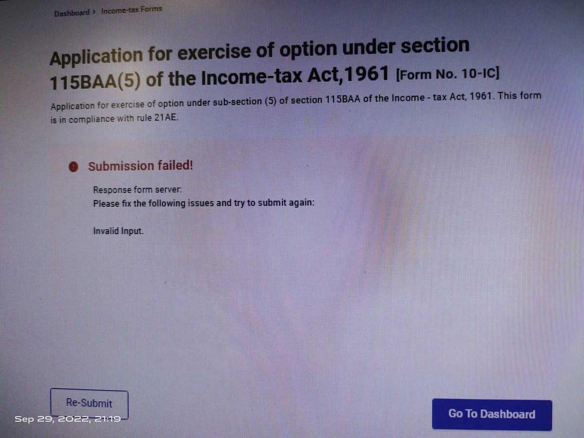 Generating query from past 3 days while filing form 10IC..
Any solution ?

#incometaxindia
#incometaxportal
#Extend_Due_Date_Immediately 
#Extend_Due_Dates_Today
#Extend_Due_Dates_Immediately 
#CBDT 
@IncomeTaxIndia 
@nsitharaman 
@nsitharamanoffc