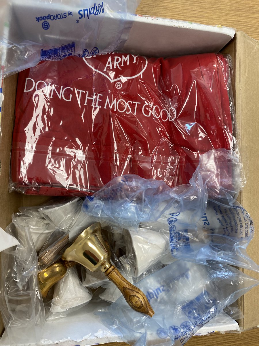 New bells and aprons just arrived for the Red Kettle Campaign 2022!!