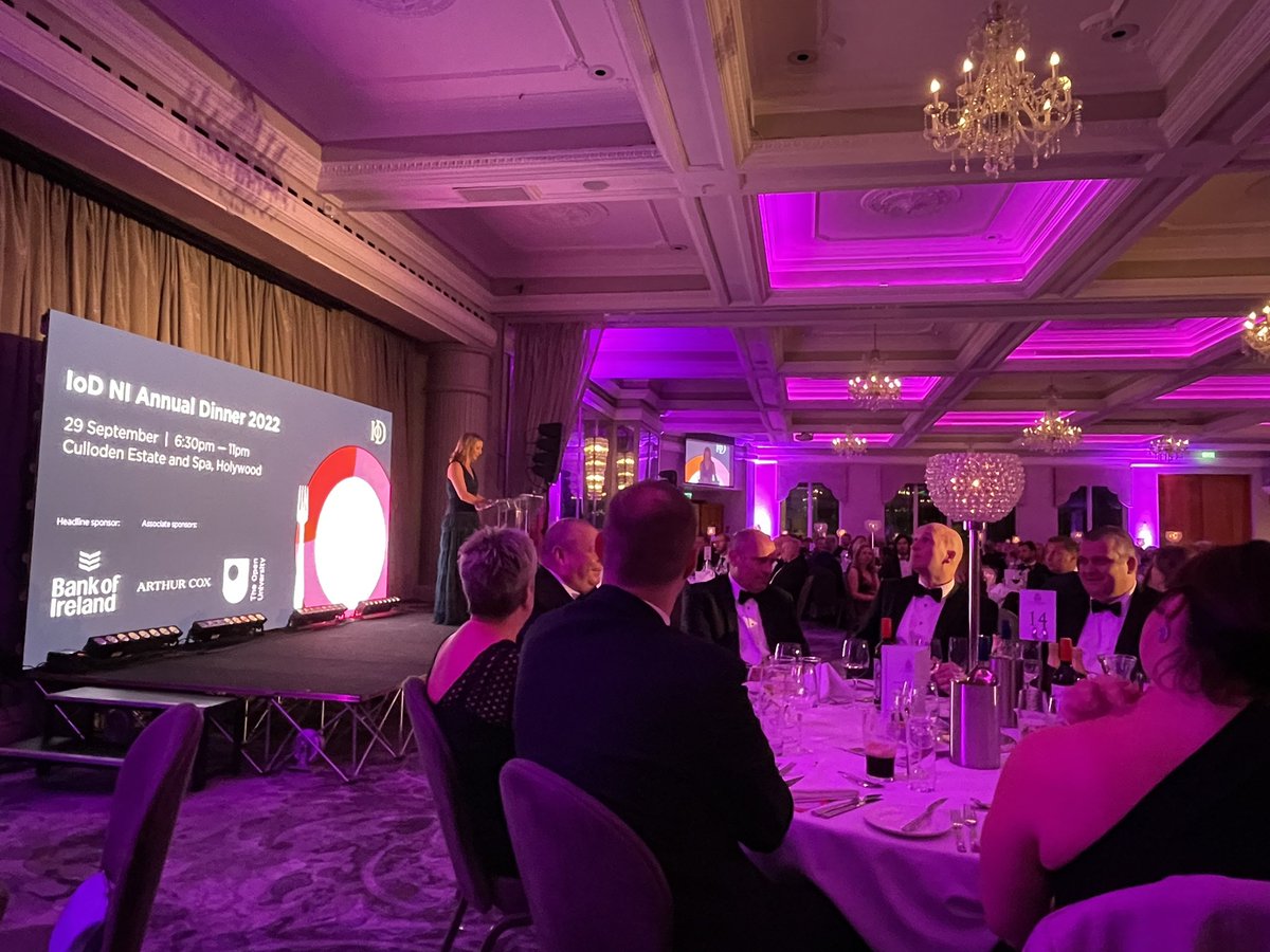 Datactics_'s tweet photo. Delighted to be joining @OUBelfast at the @IoDNI for #iodad22 - the annual dinner for the Institute of Directors NI. Superb atmosphere and fabulous to be among friends from #theOU and @bankofireland again! https://t.co/KAGOElzJKj