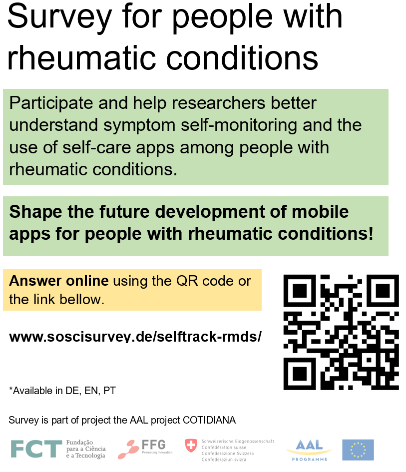 Stiddyo's tweet photo. In the #COTIDIANA consortium:
Looking for people with #RMDs #rheumatic to take part in an online survey to find out:
- Are you tracking #symptoms ?
- How?
- Your perception on new techological aids
https://t.co/NRRwTumo8r

@SjogrenpowerAna @ElsaFMateus @NRAS_UK @VersusArthritis https://t.co/ZuiKM3jba7