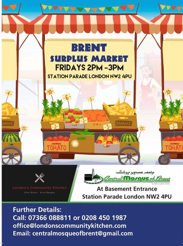 🍅 Everyone is welcome to the Brent Surplus Food Market in Willesden Green next Friday.

We’d love for you come and collect a bag of nutritious fruit and vegetables on a non-referral basis, all are welcome!

📅Friday 7 October, 2-3pm 
📍Station Parade, London NW2 4PU

 👇🏻