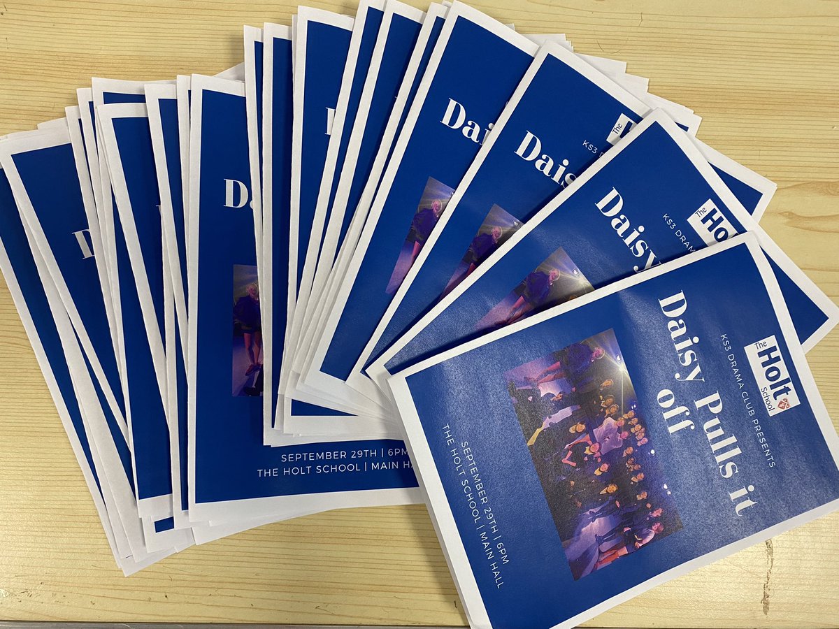 DramaHolt's tweet photo. We are very excited for #KS3DramaClub performance this evening of #DaisyPullsitoff. Our first performance of the year. Good luck to all our students who are involved. Also a massive thank you to all our 6th formers who have been supporting the production. @TheHoltSchool https://t.co/yA7CjB9G9j