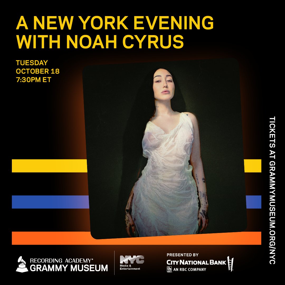 A New York Evening With..... @noahcyrus ❤️‍🔥 in conjunction with @MadeinNY and presented by @CityNational. #THEHARDESTPART for us is waiting until October 18th to see the GRAMMY-nominated singer in #Brooklyn, but you can get your tickets soon: grm.my/3Cgq7Mt