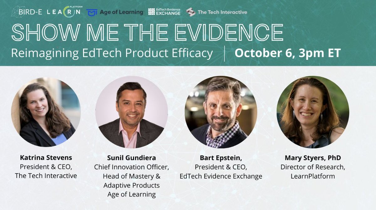 TomasikC's tweet photo. To best serve our students, we need to provide robust #EdResearch on what works for whom &amp; how. How can #edtech providers be a part of this solution? Learn more on Oct 6th at 3pm ET with @AgeofLearning @LearnPlatformUS &amp; @EdTech_Evidence! https://t.co/hnfOwn38VR https://t.co/csDz7BqxP0