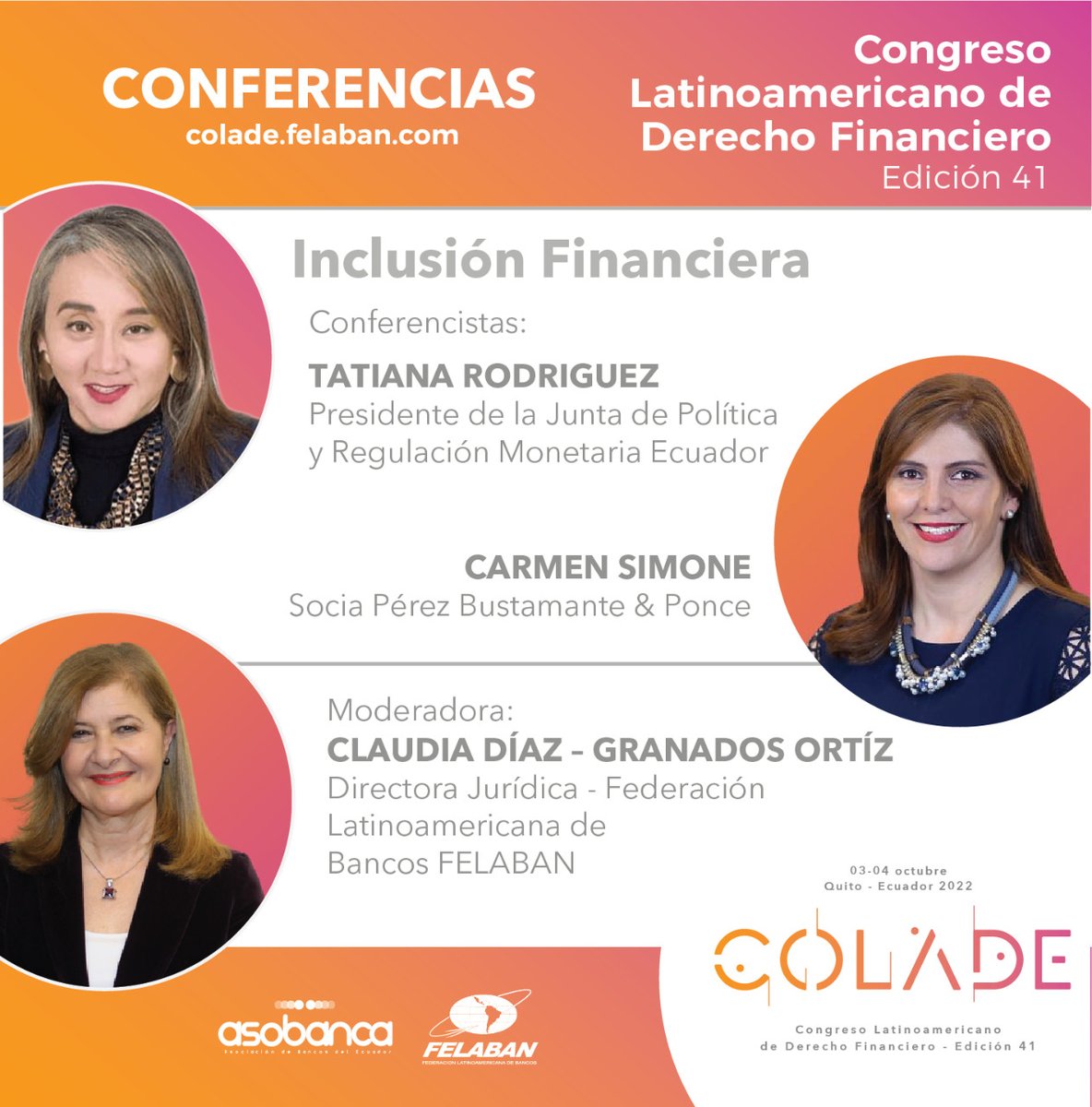 asobancos's tweet photo. ¡Aún estás a tiempo de inscribirte en el #COLADE Edición41! 😱
¿Qué estás esperando? Adquiere tu entrada para el COLADE 2022 y sé parte del evento de derecho financiero más importante de América Latina
Más información aquí:
👉 https://t.co/jFQipBpWmD https://t.co/drFPNQYtkx