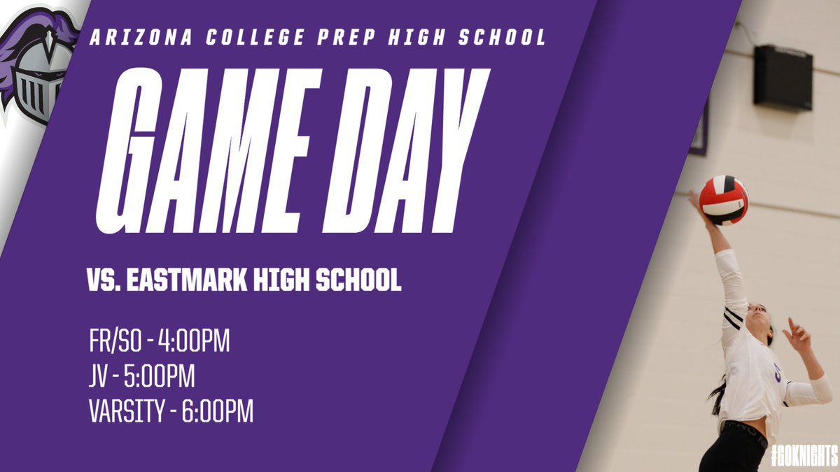 ACPAthletics's tweet photo. Come out and support your girl's volleyball team tonight as they take on Eastmark High School! @acpknightsvb #ACPVB #GOKNIGHTS https://t.co/EFx2pcK4Wa