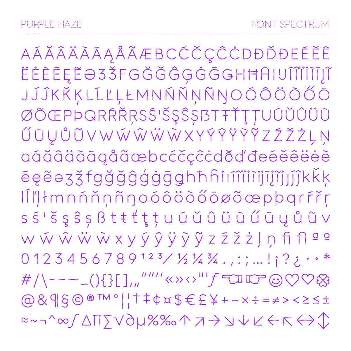 futurefonts's tweet photo. ✨UPDATE✨ Purple Haze v0.3 by @fontspectrum adds lowercase, arrows, symbols, and basic OpenType features. This fun variable font shifts from a readable regular weight to decorative extremes. Try it out with a trial!

https://t.co/NJs0nJuf9J https://t.co/cV1DZFOcfB