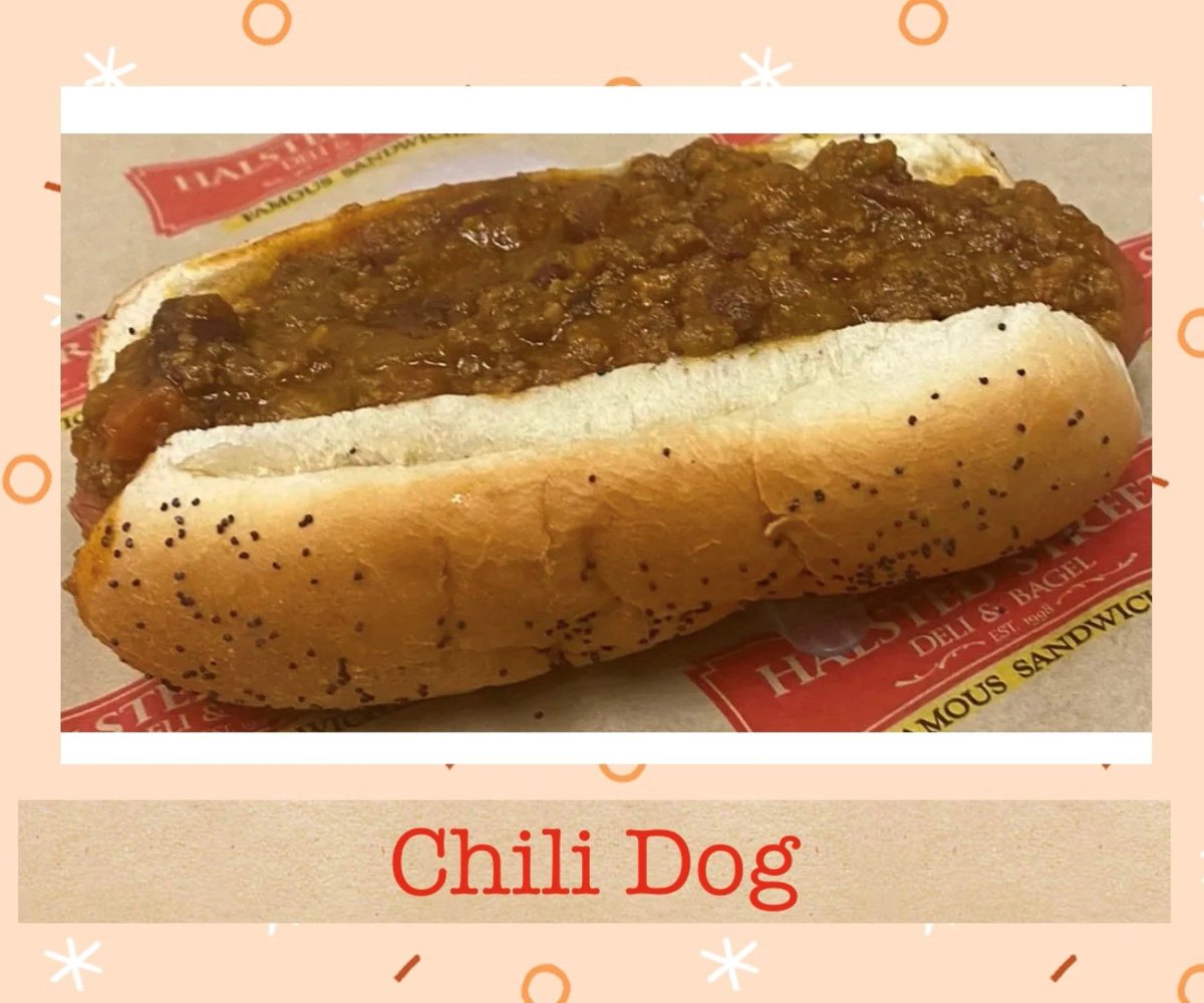 halsted311's tweet photo. Our Chili Dog is an all beef hot dog served on a steamed poppy seed bun topped with our beef chili. #Halsted311 #Chicago #TheLoop #HotDogs #ChiliDog #deli #fresh #catering https://t.co/FoXMZxeQHV