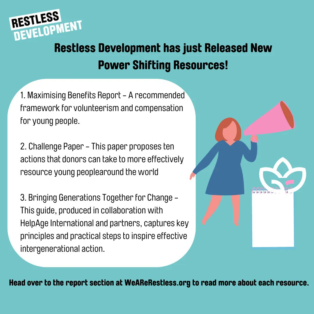 Restless Development just added three new power shifting resources, our framework for volunteerism and for the compensation of young people. Head over to buff.ly/3fkBDNT to access all three.