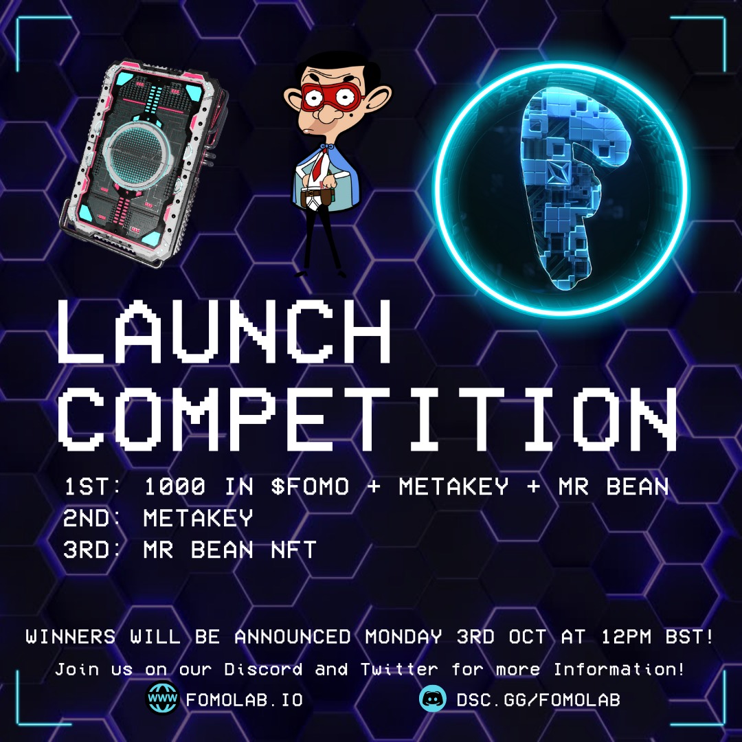 🚨Competition Time🚨

Head over to gleam (link below) to ENTER and for a chance to win some amazing prizes🔥👇👇
gleam.io/Znr3k/fomo-lab…