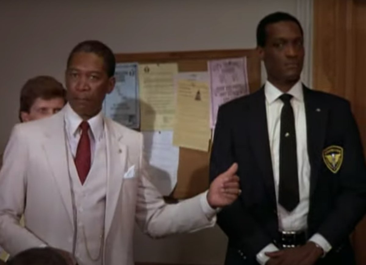 80sMontagePod's tweet photo. Joe Clark is last but certainly not least on our list of memorable teachers from '80s movies!

You know Morgan Freeman's Clark isn't messing around in Lean on Me (1989) when he hires the Candyman to be his dean of security.

#80smovies #80sfilms #leanonme #teachers #schoolback https://t.co/gKDgUZDDFg