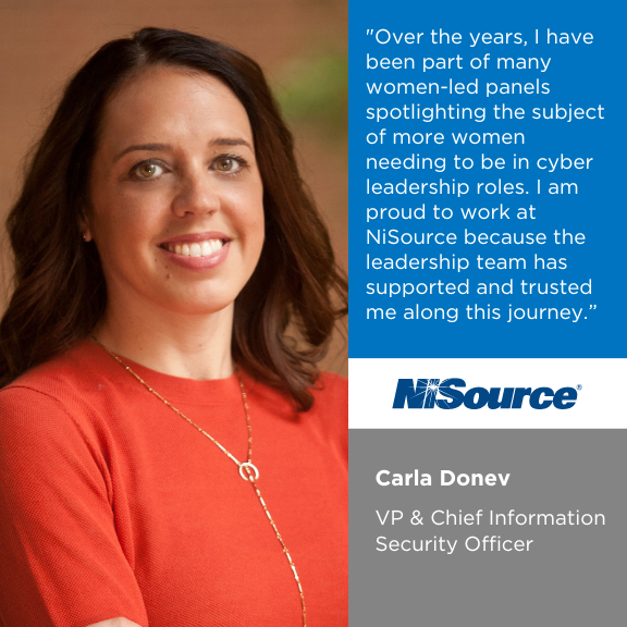 NiSourceInc's tweet photo. Today's #LeadershipLimelight feature is Carla Donev. She is responsible for #cybersecurity across #NiSource. Carla is passionate about spreading awareness to the need of more women in cyber roles. #DEI https://t.co/3AI3HYNPK6