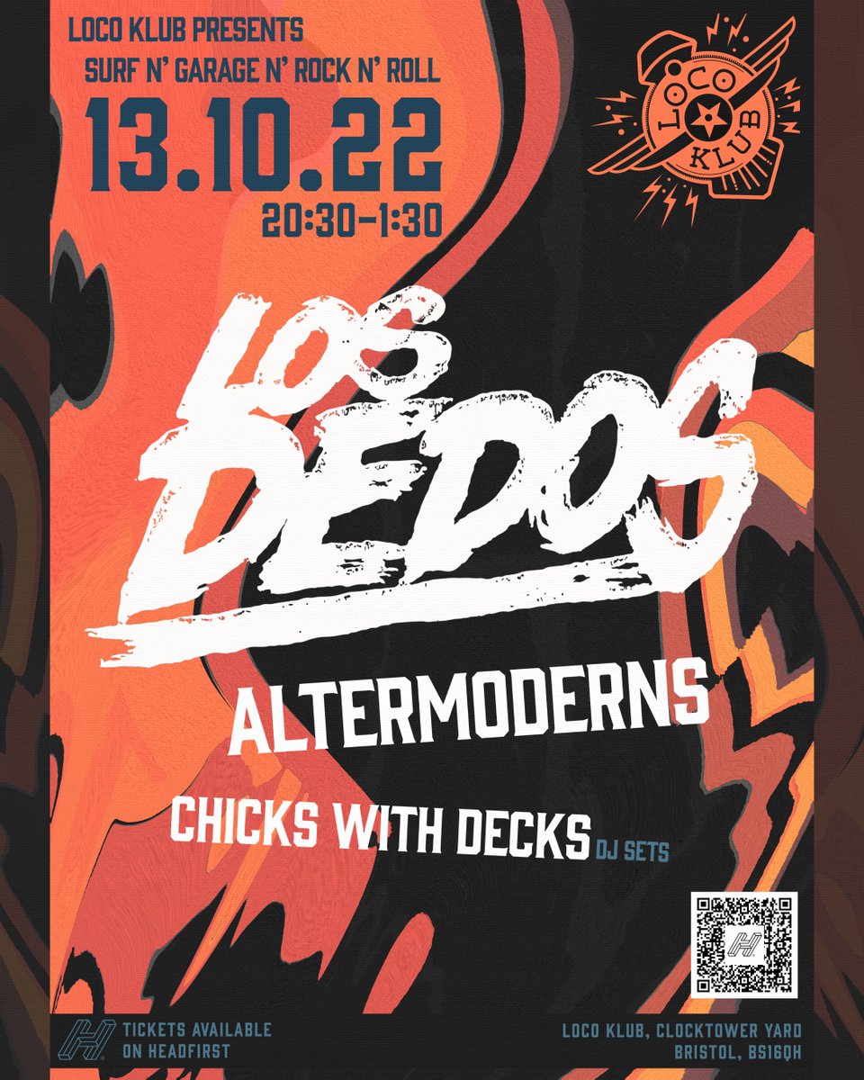 Our sister company <a href="/LocoKlub/">The Loco Klub</a> kicks off its series of homegrown events with a banger of an evening on October 13th. Featuring Los Dedos... with a sound like Quentin Tarantino and David Lynch fighting over the jukebox in a Mexican Bar🏄 hdfst.uk/E79550 <a href="/LosDedos/">Alex Mikrut</a>