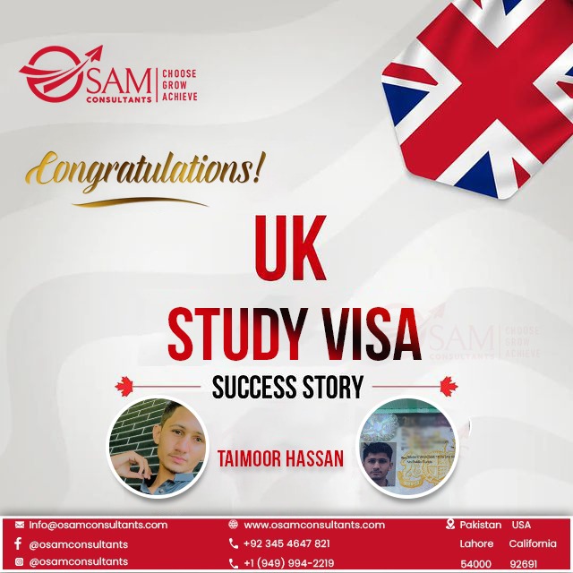 ConsultantOsam's tweet photo. Please join us congratulating to Mr Taimoor Hassan on getting his UK study visa by applying through OSAM Consultants. He will start BA (Hons) Business Management from 3rd October 2022. https://t.co/MEtiy14GcJ