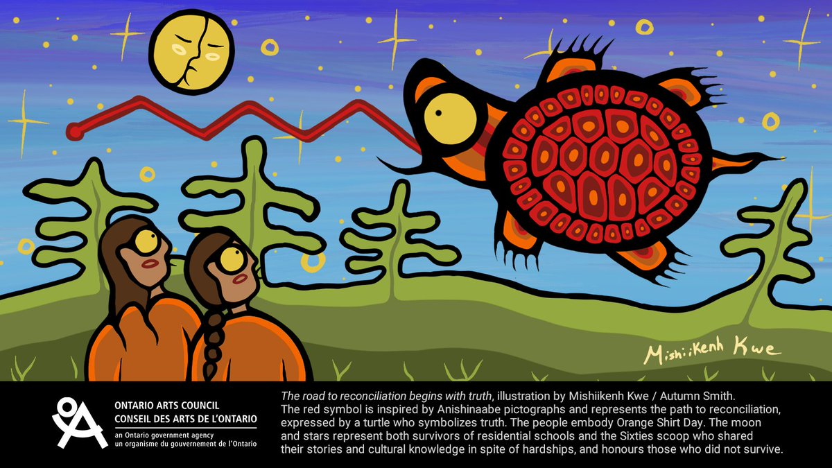 In honour of the National Day for Truth and Reconciliation on September 30, OAC has commissioned an illustration from Ojibway / Odawa artist Mishiikenh Kwe / Autumn Smith (<a href="/mishiikenhkwe/">Mishiikenh Kwe</a>). 
Please read the full caption here: ow.ly/Ha2650KWYmx #NDTR