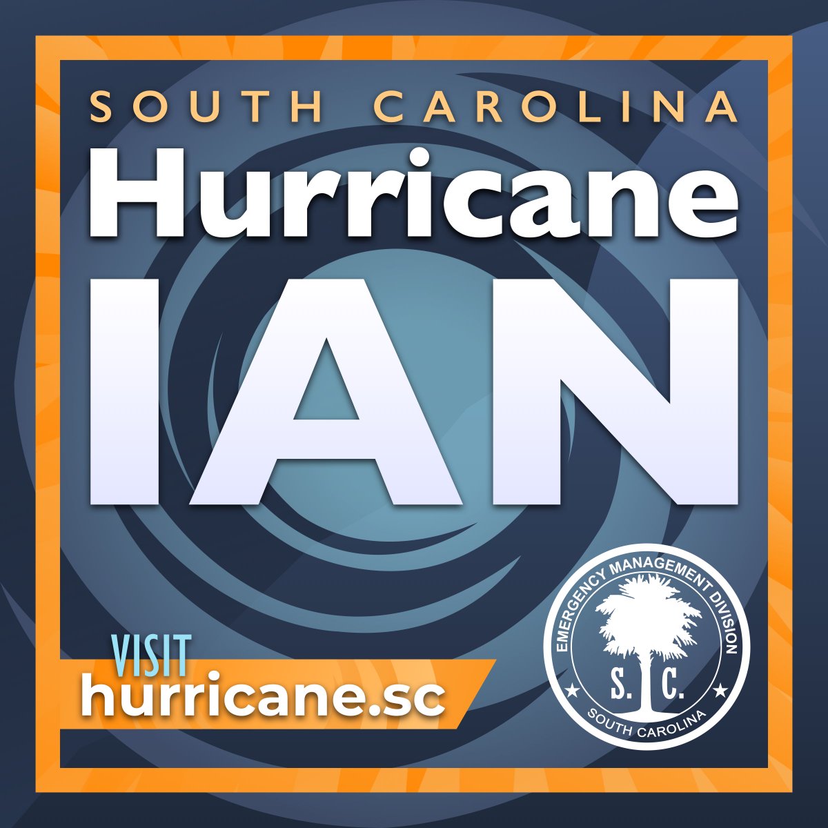 SCEMD's tweet photo. News Release: Forecasters now believe #Ian will make landfall in South Carolina as a Category One #hurricane. People should prepare for high wind, flooding and storm surge. 

Read more: https://t.co/C3QsQd8Aos

#scwx #chswx #sctweets https://t.co/AJhxh9r5Xs