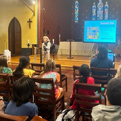 ASEDSHoboken's tweet photo. Our middle school students met for their third town hall meeting this year to learn about all of the club offerings. Some of our club offerings include: Math Olympiads, Environmental Club, Saints-4-Service, Spirit Committee, Coding Club, and so many more! #ASEDS https://t.co/6GBHMha8GH
