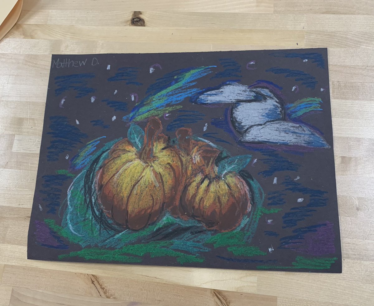 MrsPatzold_BCPS's tweet photo. “R” amazing fourth grade artists demonstrating the use of analogous colors to create their still life pumpkin drawings! https://t.co/PMQP3v3CYf