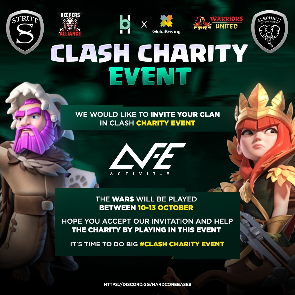 Heya @ActiVitE_eSport

You guys are invited to Clash Charity Event 💪

We hope you accept our request 💪

For more information join
👉 discord.gg/hardcorebases