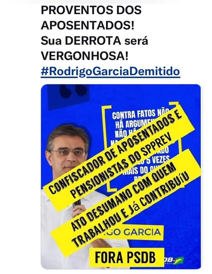 NJSC13's tweet photo. Patriotas🔰mostrem p. #SP o confisco q. @jdoriajr criou  #Decreto65021 /20 desde set/20 confisca até16% aposentadoria idosos aposentados SP e #RodrigoGarciaZero #RodrigoGarciaDemitido ñ revoga ▶ #CarlaoPignatari  @AssembleiaSP engavetou #PDL22 anula decreto RETEWEETEM https://t.co/JPEarqXQNT