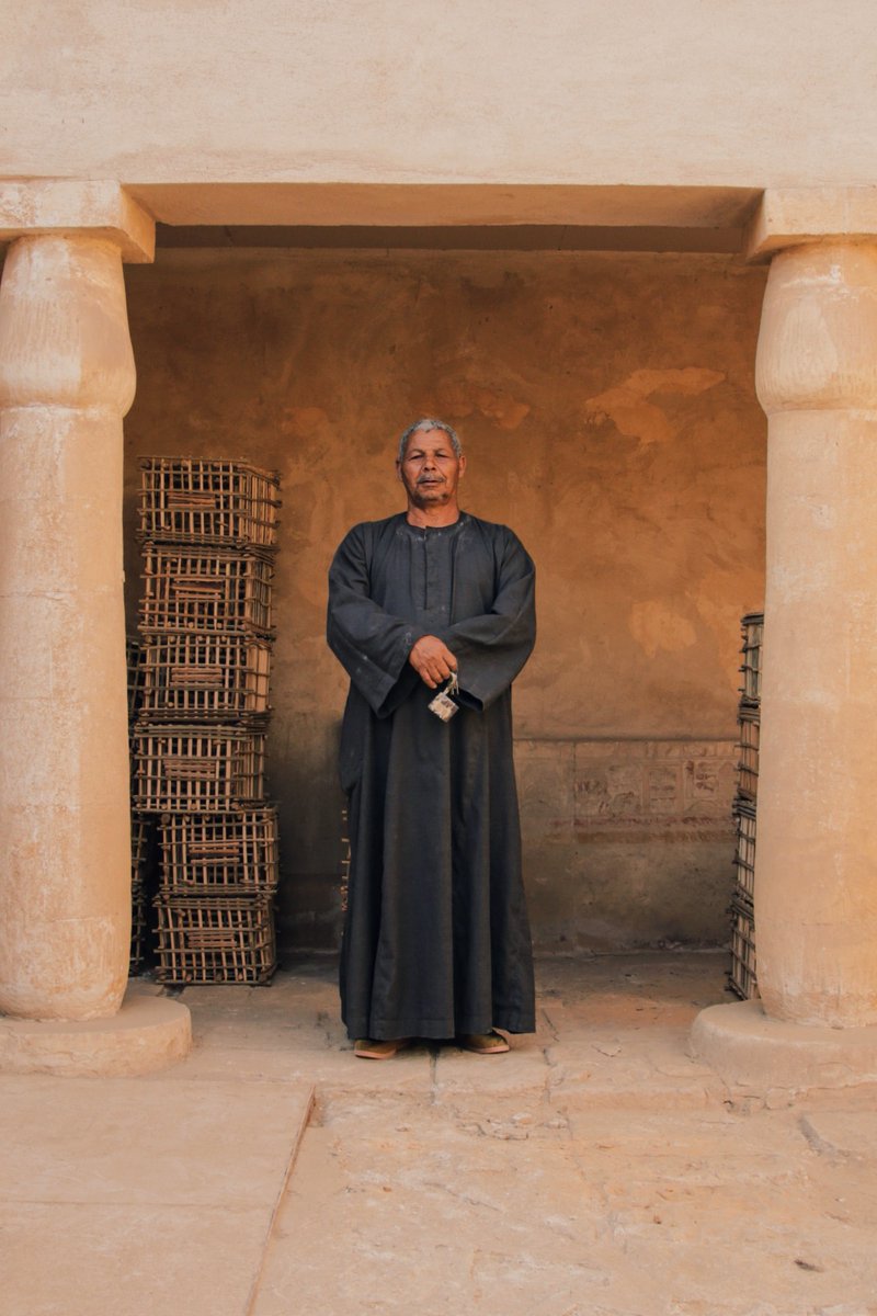 LaraWeissRPM's tweet photo. We have three guards at #Saqqara, the #keymasters protecting the tombs. This is one of them. He is called Saad Ashur. 📸 @Ali_Jelene. #LeidenTurinExpeditiontoSaqqara @RM_Oudheden @MuseoEgizio #SaqqaraTombs #Egyptology #Guardians #Egyptian #Egypt #keymaster #keykeeper https://t.co/Js50NiMWHL