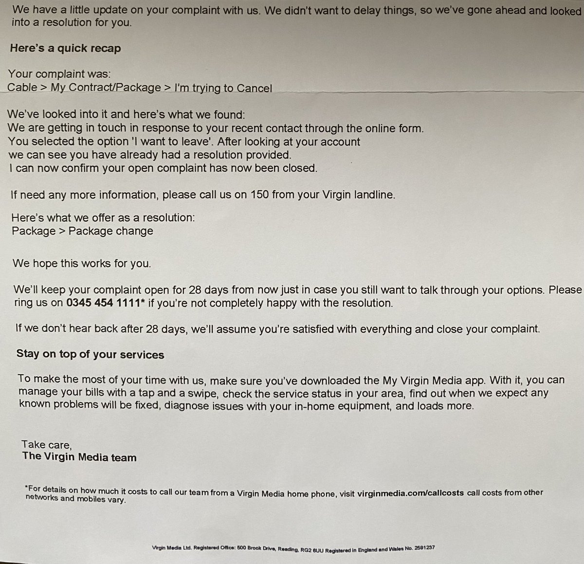 wheresthedisco's tweet image. @virginmedia - what…this letter from you makes no sense… #nosense #nonethewiser #notresolved