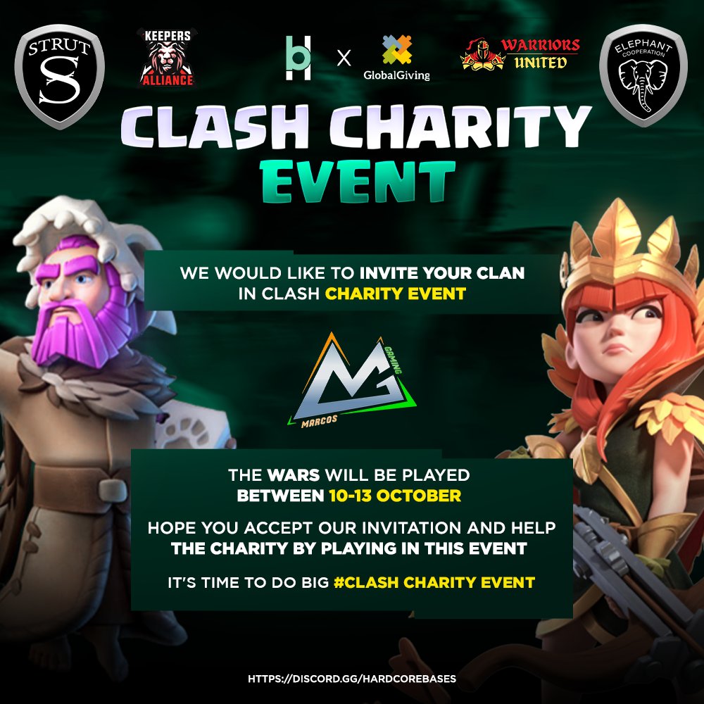 Heya <a href="/IndianClashers7/">INDIAN CLASHERS</a>

You guys are invited to Clash Charity Event 💪

We hope you accept our request 💪

For more information join
👉 discord.gg/hardcorebases