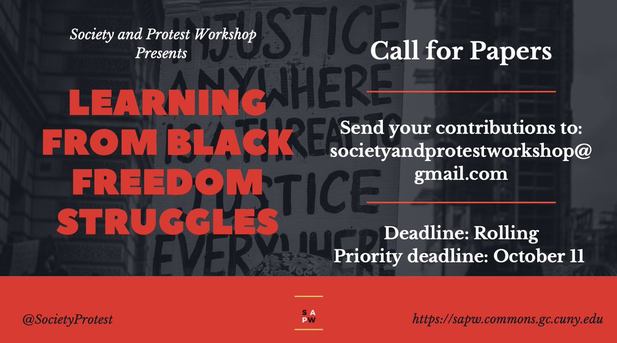 DEADLINE EXTENDED: Interested in social movements? Working on scholarship related to Black Freedom Struggles? Submit to our #CallforPapers! Open to activists, scholars, creators, and more. Learn more at bit.ly/3Sq8gZ7