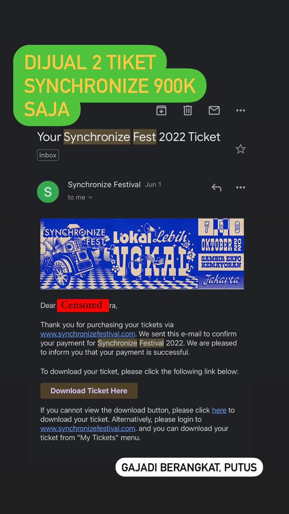 legalancar's tweet photo. Jual tiket synchronize https://t.co/BHLIefhVNh