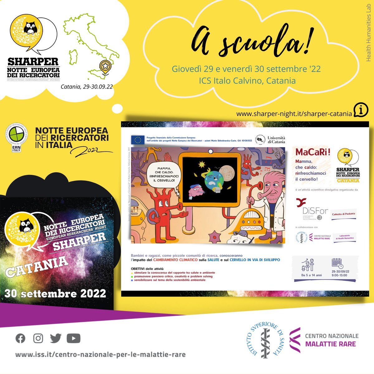 HHLab_ISS's tweet photo. 🏁 Iniziamo da #Catania! 
👉 Oggi e domani siamo all'ICS #Calvino di #Catania 🏫
Nei prox giorni vi racconteremo l'avventura del nostro #team multidisciplinare con giovanissimi #ricercatori in erba 👩‍🔬🧑🏽‍🔬🥰 

#HealthHumanities #STEAM #bambini #ragazzi #scuola #clima #neuroscience https://t.co/Ip8zM68SEq