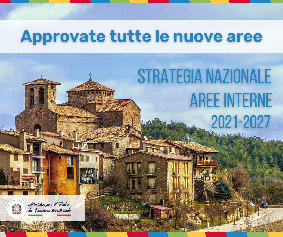 ✅ Completato l'allargamento della Strategia Nazionale #AreeInterne 2021-2027.
🗨️ "Sono orgogliosa di aver mantenuto la promessa fatta ai cittadini di questi Comuni" <a href="/mara_carfagna/">Mara Carfagna</a>
📌 Approvate oggi 4 aree di Abruzzo, Basilicata e Campania. Scoprile qui👉 bit.ly/3CtQG13