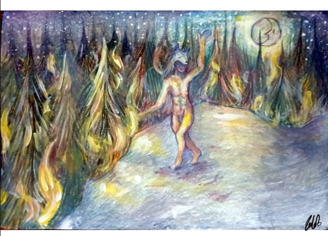 JuggaLuggDraws's tweet photo. #acrylicpainting #Multimedia #ArtistOnTwitter 
Wild man and a Burning Flame 
8.5 × 5.5 https://t.co/TQLsWnK2VP
