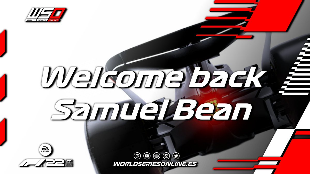 WSO_Formula1's tweet photo. 🚨 NOTICIÓN 🚨

Hoy tenemos el placer de anunciar el regreso de Samu Bean a la que fue su casa hace un tiempo, el #TeamWSO.

Samu retorna al equipo con ganas de aportar su gran nivel y enfocado a la participación en la #SF1 de @MundoGT.

¡¡ Bienvenido, Samu !! https://t.co/2Zyn1EfkUt